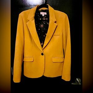 New Never Worn Anthropologie “Philosophy” Yellow Blazer Silk lined Size 8